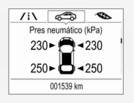 Opel Astra. Sistema de control de presión de los neumáticos