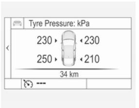 Opel Astra. Sistema de control de presión de los neumáticos